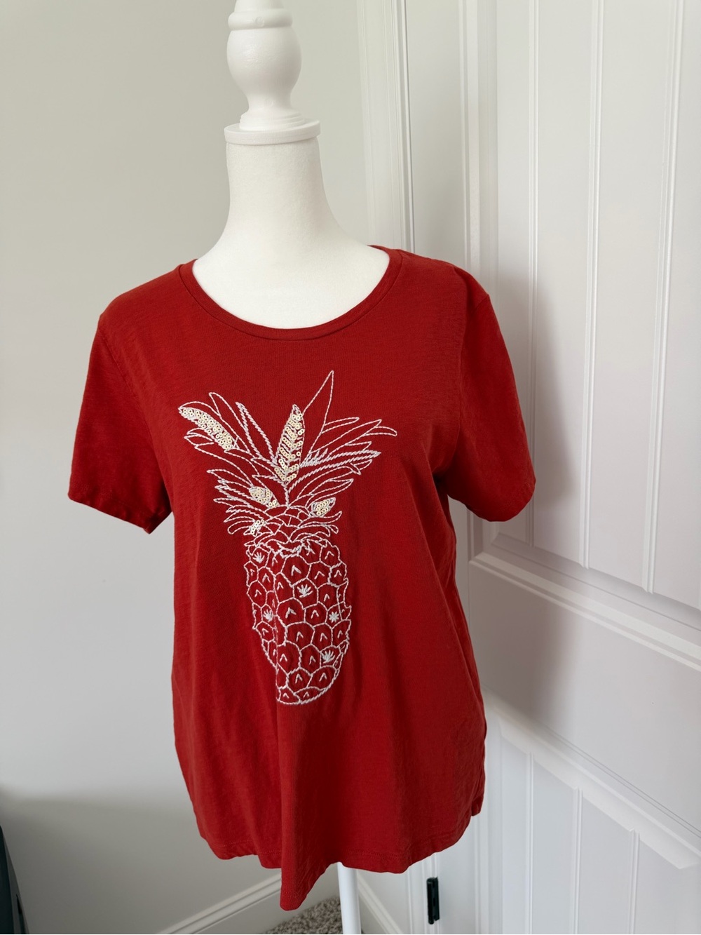 J. Crew Red Short-Sleeve Pineapple Graphic Tee